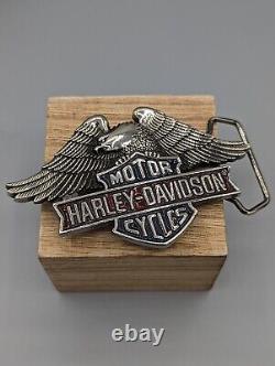 Vtg Années 1980 Harley Davidson Ceinture De Moto Buckle Bar & Shield Avec Eagle