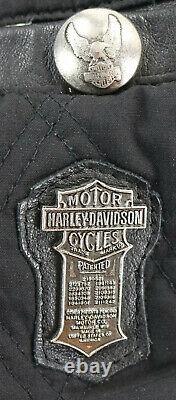 Vtg Harley Davidson Hommes Veste En Cuir S Noir Bombardier Bar Légendaire Aigle Zip