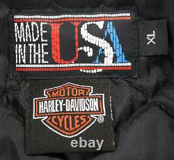 Vtg USA Harley Davidson Nylon Bomber Jacket XL Black Police #1 Eagle Bar Shield