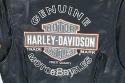 Womens Harley Veste En Cuir Davidson S Mlle Passionné De Bouclier Barre Noire Orange
