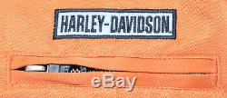 Womens Veste Harley Davidson Orange Nylon Coton L Zipper Bouclier Bar Réfléchissant