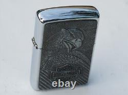 ZIPPO vintage pour briquet Harley Davidson en chrome avec blason en étain et aigle rare