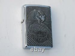 ZIPPO vintage pour briquet Harley Davidson en chrome avec blason en étain et aigle rare