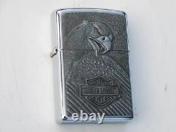 ZIPPO vintage pour briquet Harley Davidson en chrome avec blason en étain et aigle rare