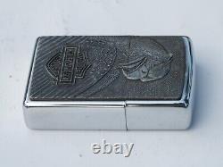 ZIPPO vintage pour briquet Harley Davidson en chrome avec blason en étain et aigle rare