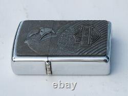 ZIPPO vintage pour briquet Harley Davidson en chrome avec blason en étain et aigle rare