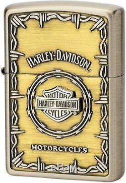 Zippo Harley Davidson Hdp-67 Bar & Shield Silver Gold Oil Lighter Japan Limited