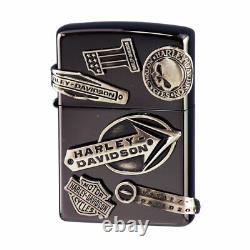 Zippo Harley Davidson Japon Limited Black Nickel Skull Bar Shield Metal Hdp-62