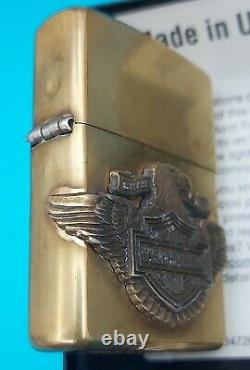 Zippo Harley Davidson Lighter Brass Vintage 2000 Winged Bar & Shield Tête D'aigle