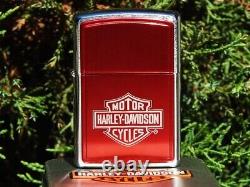 Zippo Lighter Harley Davidson Bar Et Bouclier Rouge Anodisé # 685hd H263