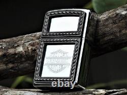 Zippo Lighter Harley Davidson Barre Miroir Et Emblème De Bouclier Modèle # 20232
