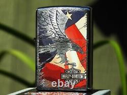 Zippo Lighter Harley Davidson Eagle Flag Bar & Shield Edition Limitée
