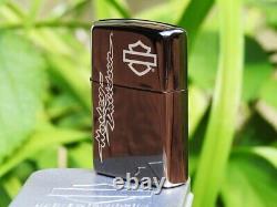 Zippo Lighter Harley Davidson Hd Script Tonal Bar And Shield 96827-05v