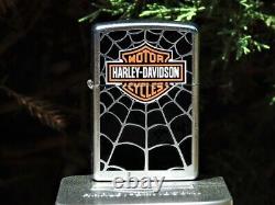 Zippo Lighter Harley Davidson Web Bar And Shield Spider Modèle 21059