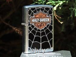 Zippo Lighter Harley Davidson Web Bar And Shield Spider Modèle 21059