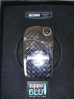 Zippo Lighter Ultra Rare Harley Davidson Blu Bar Shield Diamond Plate -nib