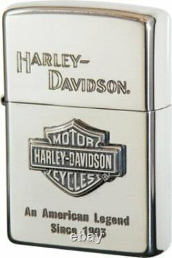 Zippo Oil Lighter Harley Davidson Hdp-09 Bar And Shield Logo Argent Japon Nouveau
