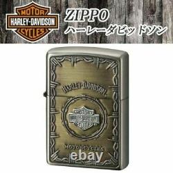 Zippo Oil Lighter Harley Davidson S Metal Bar Shield Hdp-67 Gold Brass Japon